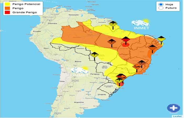 Inmet emite alerta laranja de perigo de chuvas para 23 estados; cinco estão com alerta vermelho