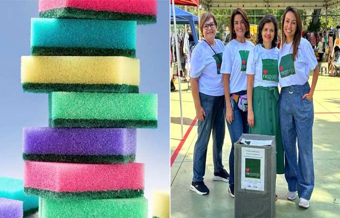 Mulheres se unem para incentivar a reciclagem de esponjas em Brasília