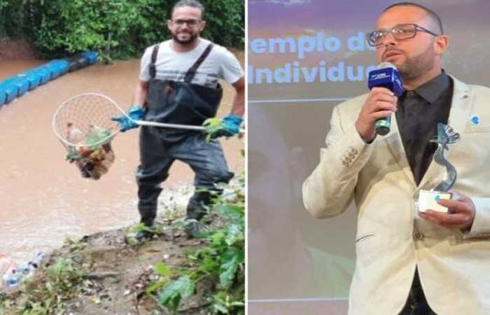 Paranaense que criou ‘ecobarreira’ para limpar lixo do rio é premiado por ação ambiental