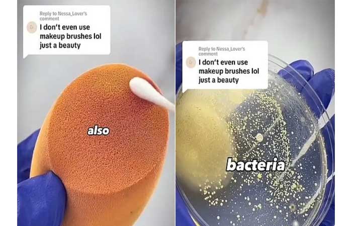 Perfil no TikTok viraliza ao mostrar bactérias em pincéis de maquiagem; saiba como higienizá-los