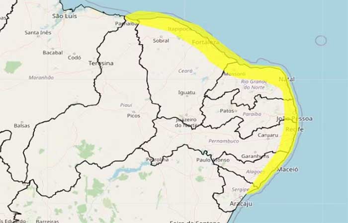 Inmet emite alerta amarelo de chuvas intensas para 35 municípios da Paraíba