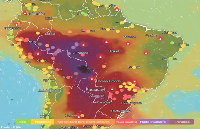 Fumaça e alerta vermelho de calor: veja onde qualidade do ar é pior no Brasil