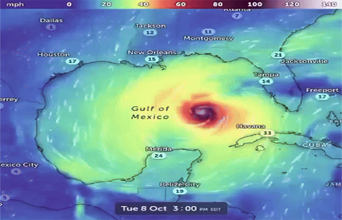 Furacão Milton cai para categoria 1 e ruma em direção à Costa Leste da Flórida com ventos de 144km/h; vídeos