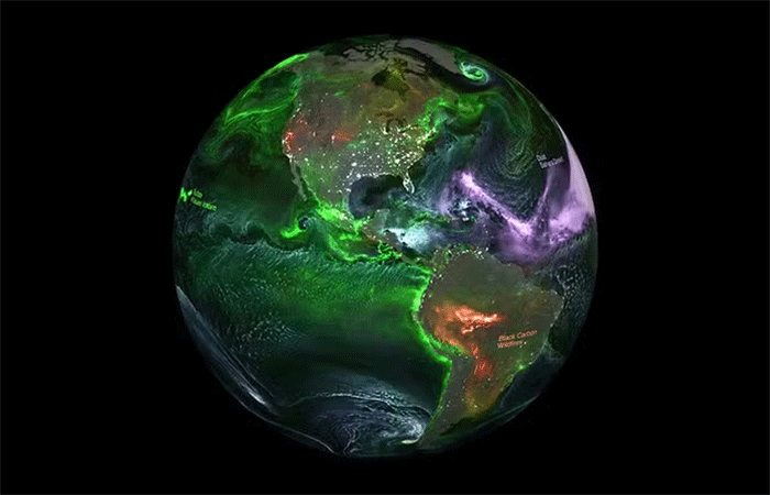 Vídeo da Nasa mostra como aerossóis circulam pela atmosfera