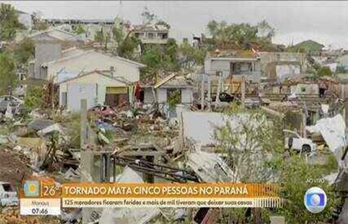 Tornado que devastou cidade no Paraná e deixou seis mortos atingiu índice EF3, com ventos de até 250 km/h