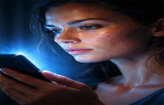 O novo vilão da sua pele: como a poluição digital e a luz azul das telas aceleram o envelhecimento precoce