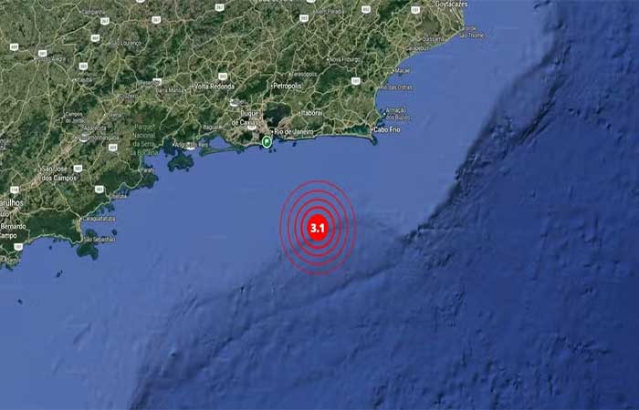 Novo tremor de terra de magnitude 3,1 é registrado no litoral do RJ