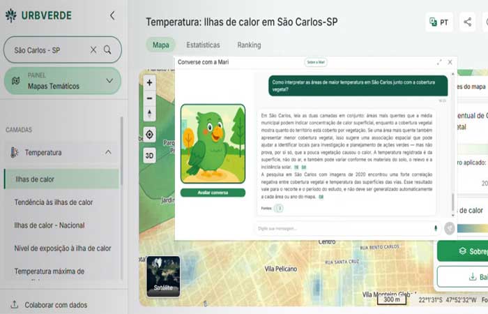 Inteligência artificial criada na USP permite conversar com mapas para investigar calor e desigualdades urbanas
