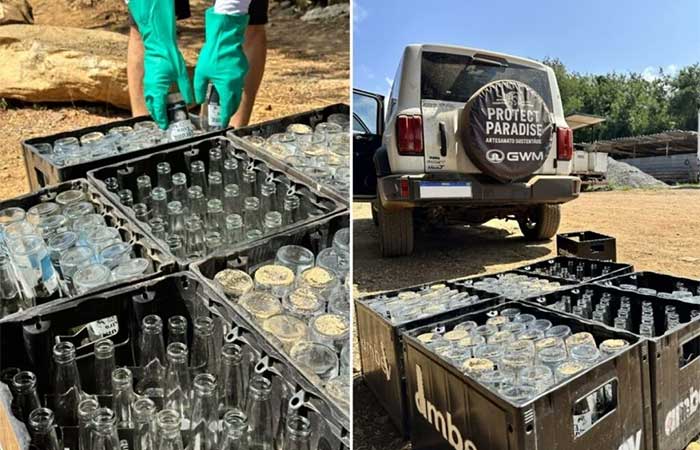 6 toneladas de vidro de Noronha vão para reciclagem no Recife
